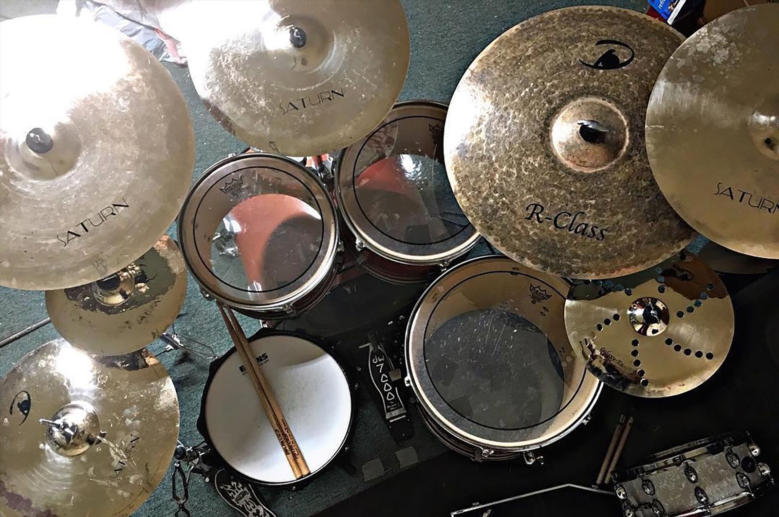 Domain Cymbals drum set up